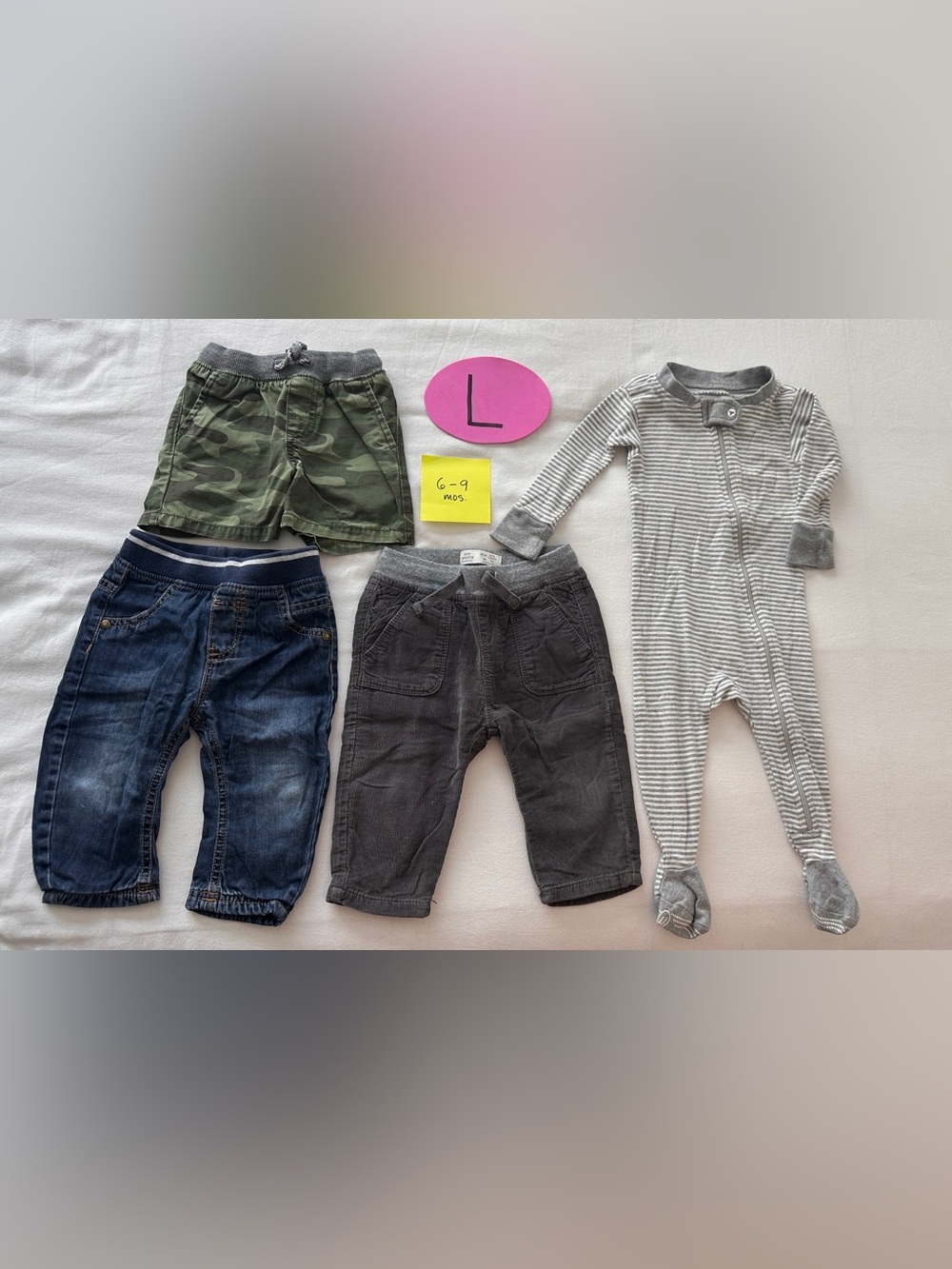 6-9 M - Baby Boy Bundle - 2 pants, 1 Shorts, 1 Pajama